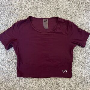 Maroon Womens TLF Medium Crop Workout Shirt